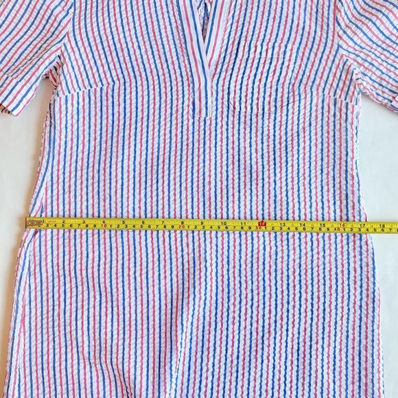 Karen Scott Red White Blue Striped Seersucker Dress Patriotic July 4 Size Small - Picture 12 of 16